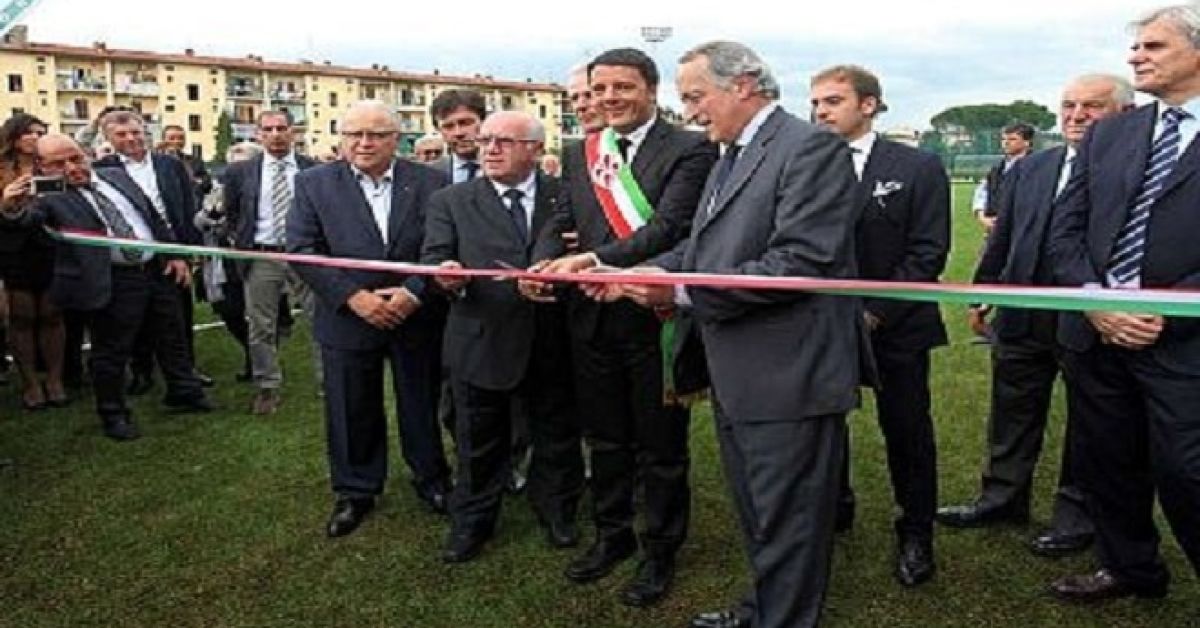 Taglio del nastro con Tavecchio, Renzi ed Abete