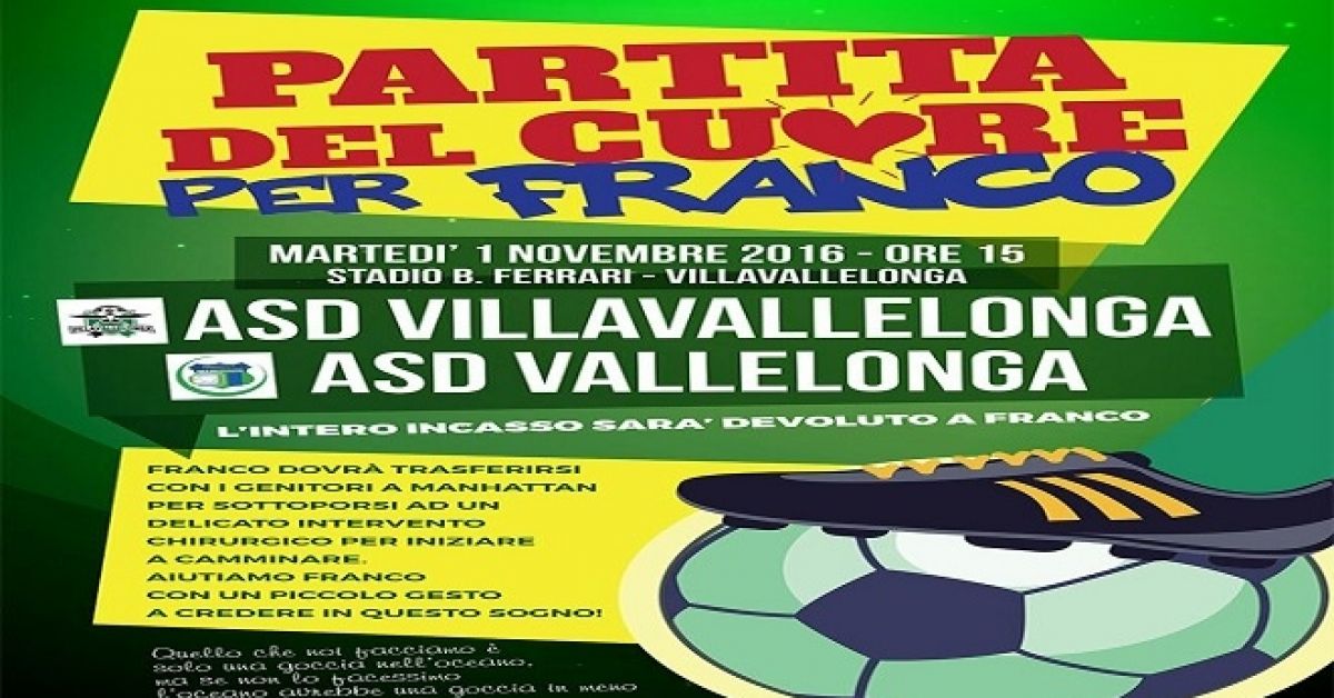 Calcio e solidarietà: l'ASD Villavallelonga scende in campo per il piccolo Franco