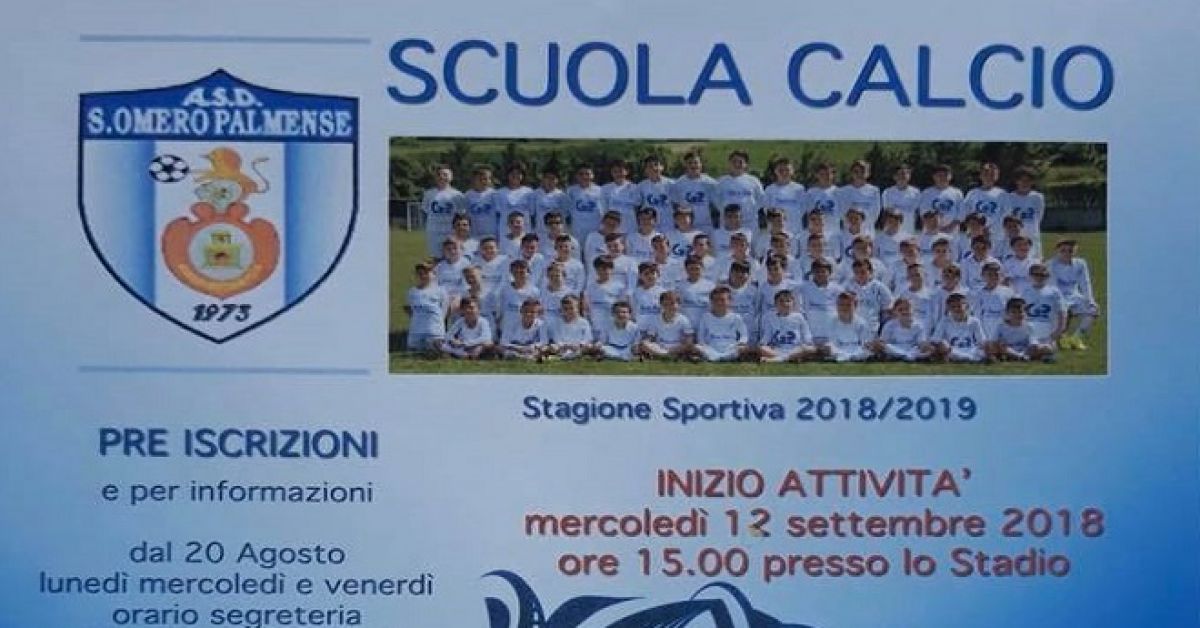 Scuola Calcio Sant'Omero Palmense: aperte le iscrizioni. Si parte il 12 settembre
