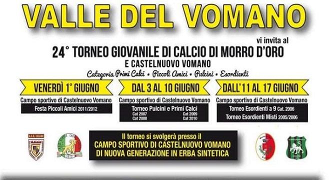 Torneo 'Città di Morro D'Oro e Castelnuovo Vomano'. Tutto pronto per la 24^edizione